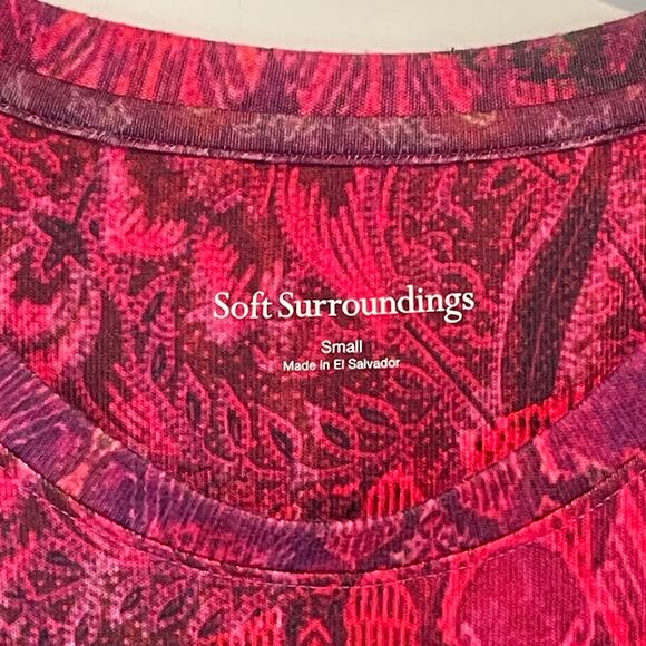 Soft Surroundings Ombre Soft Tunic Womens Small Burgundy Pink Mixed Print Top - Picture 4 of 7